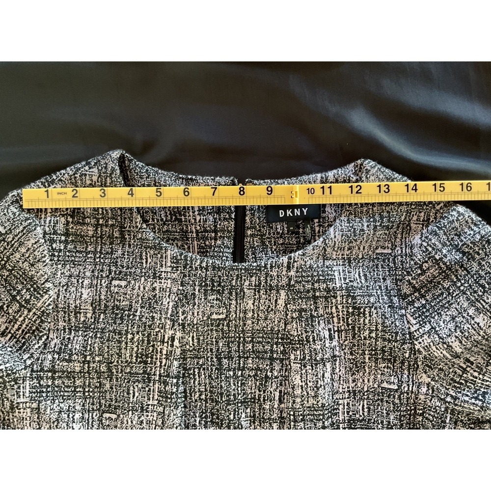 DKNY Women's Dress Size 14 Black White Geometric Short Sleeve Knee Length - Picture 7 of 15